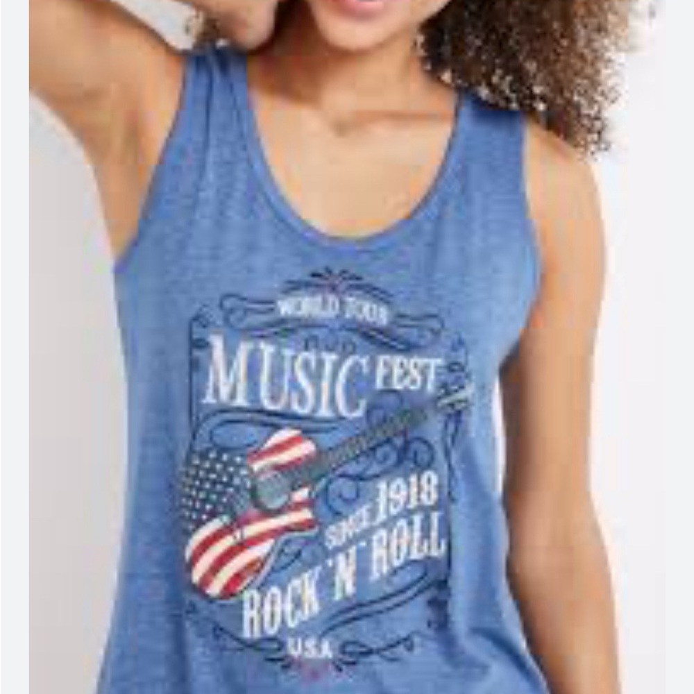 Maurices Heather Blue Graphic Tank